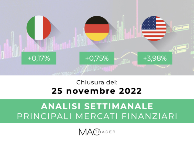 Analisi settimanale dei principali mercati finanziari alla chiusura del 25 Novembre 2022